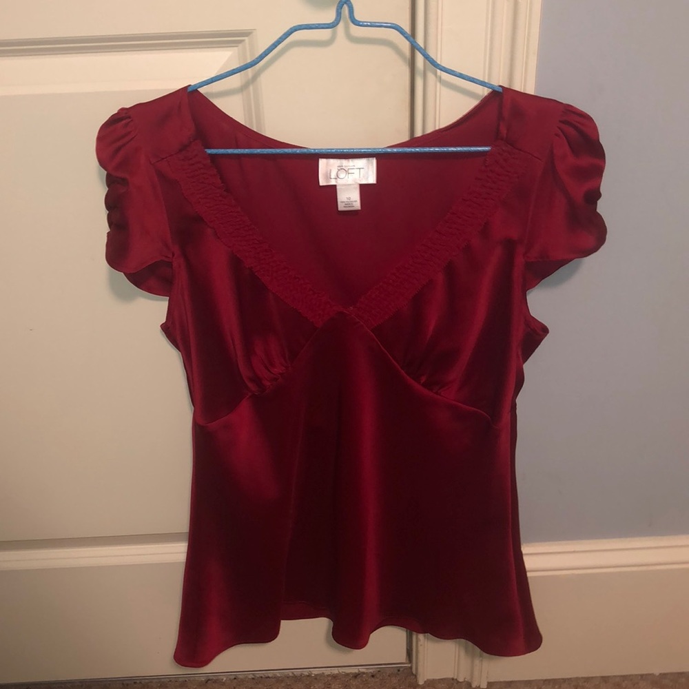 Wine Colored Flowy LOFT Blouse